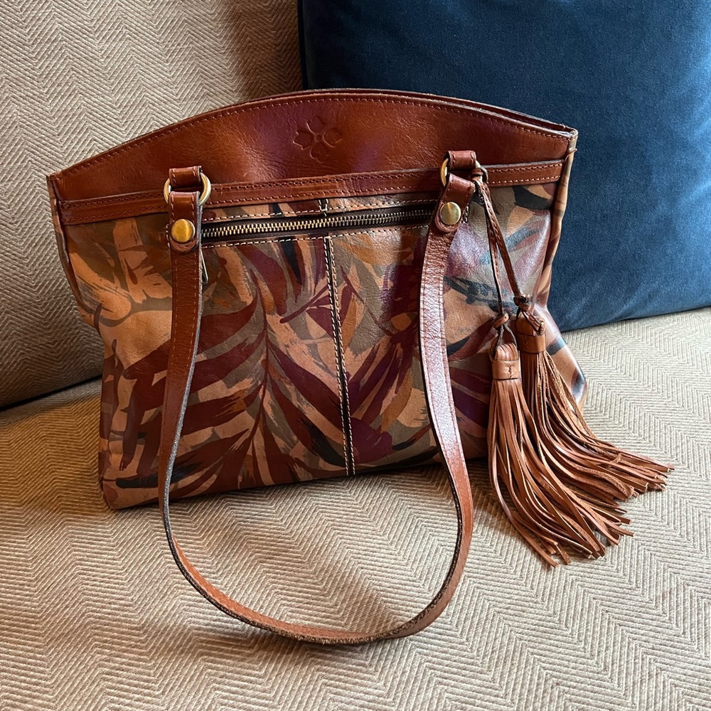 Brown Leather Tote Bag with Tassel